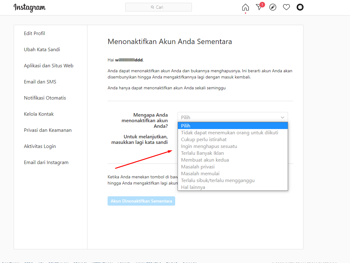 Cara Menonaktifkan Instagram Sementara