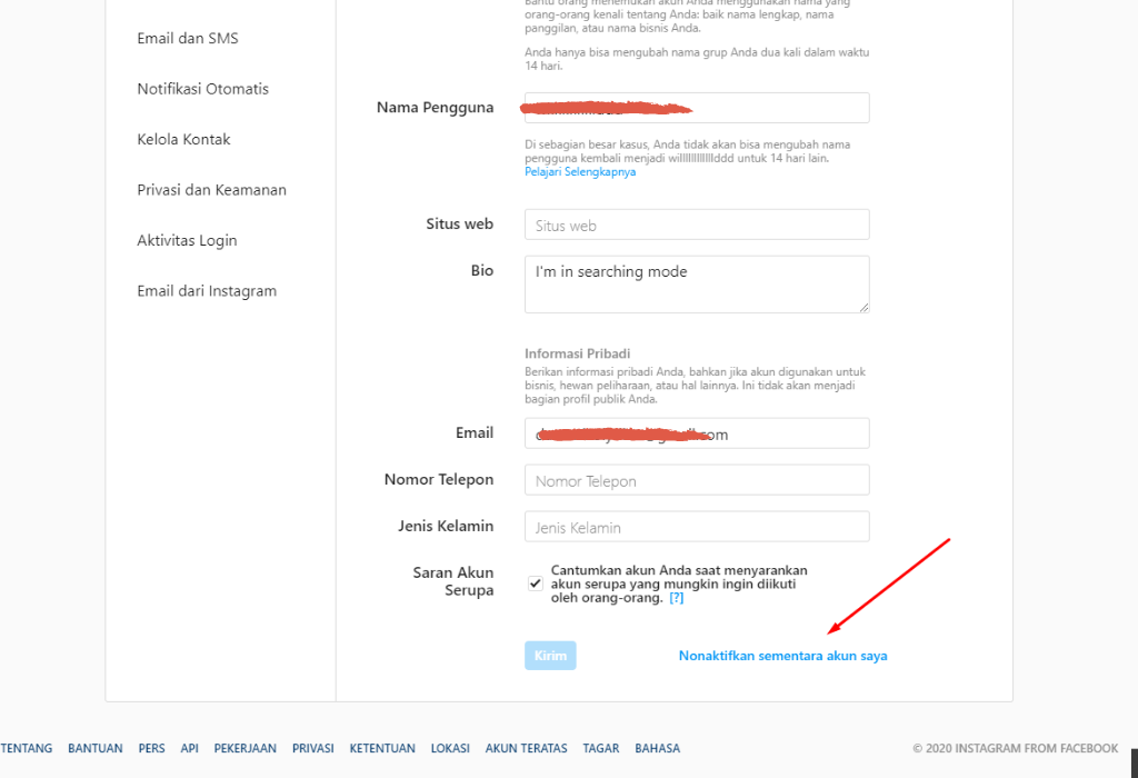 Cara Menonaktifkan Instagram Sementara