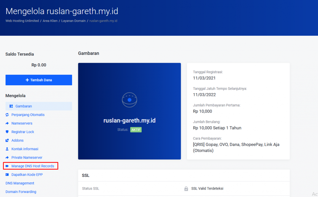 Mengatur Record pada Email