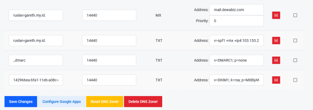 Mengatur Record pada Email