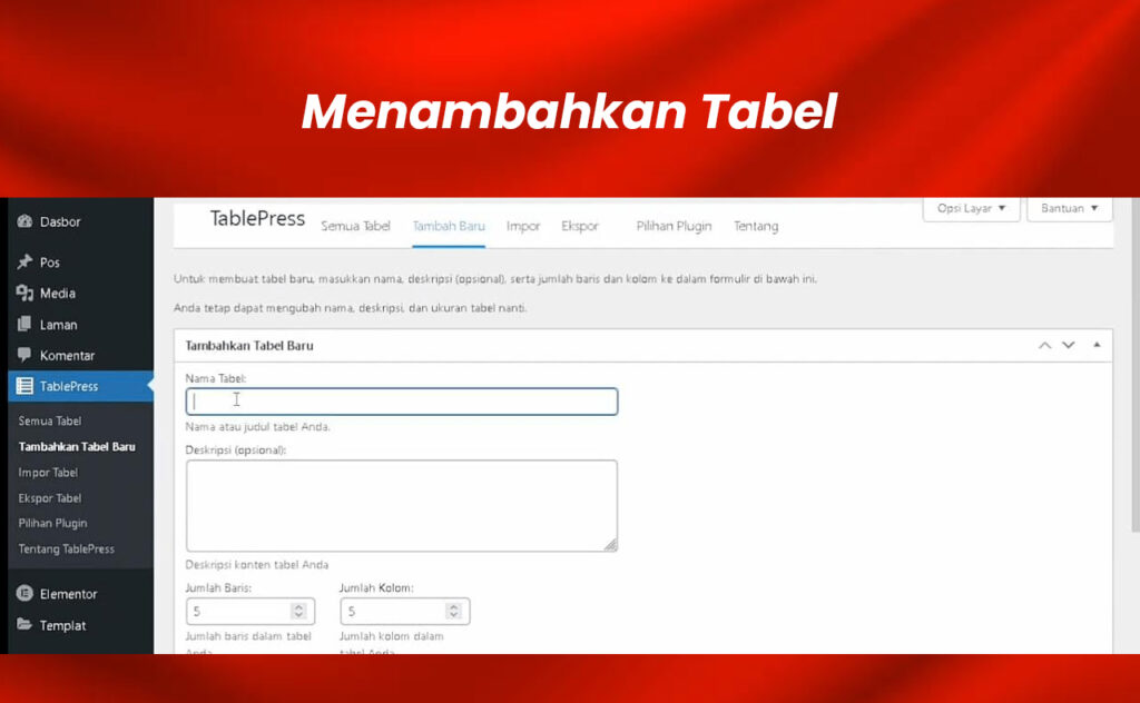 cara membuat table di WordPress